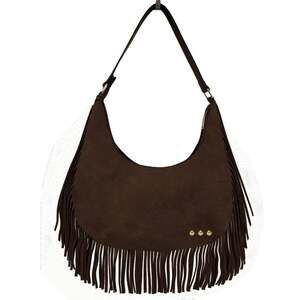Loretta Chocolate Brown Faux Suede Fringe Shoulder Bag